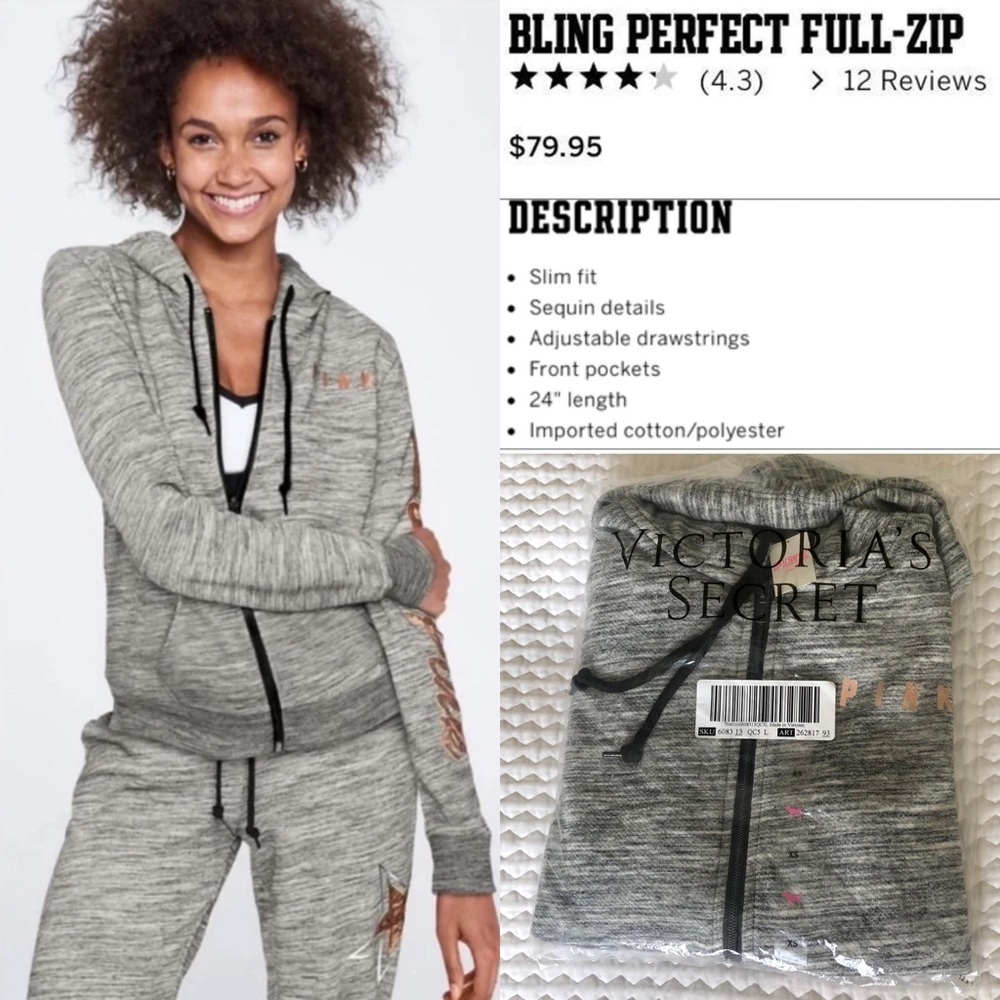 💗PINK VS 🌟Star Bling ✨Hoodie💗 - Picture 3 of 16